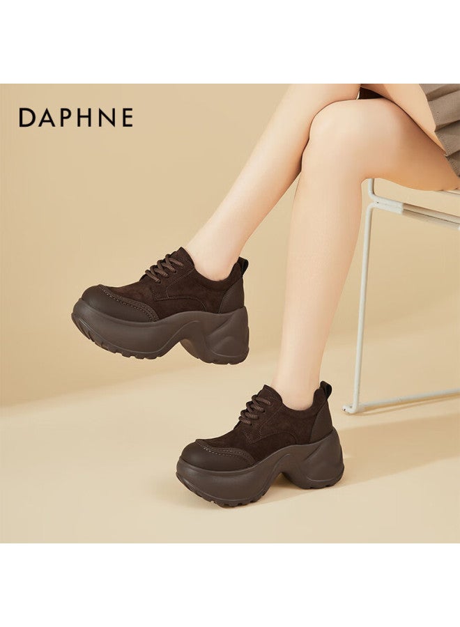 Daphne Women's Casual Shoes Thick Sole Height Increasing Retro Dad Sneakers Sports Leisure Travel Shoes Versatile Lightweight Brown Size 35 - Image 3