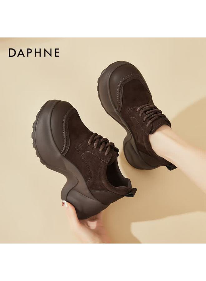 Daphne Women's Casual Shoes Thick Sole Height Increasing Retro Dad Sneakers Sports Leisure Travel Shoes Versatile Lightweight Brown Size 35 - Image 5