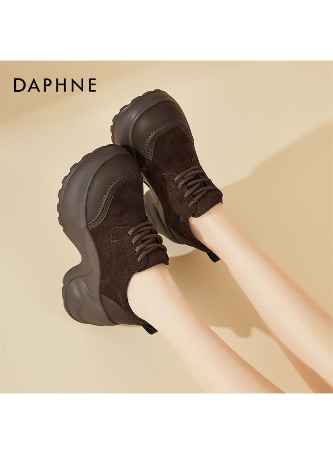 Daphne Women's Casual Shoes Thick Sole Height Increasing Retro Dad Sneakers Sports Leisure Travel Shoes Versatile Lightweight Brown Size 35 - Image 2
