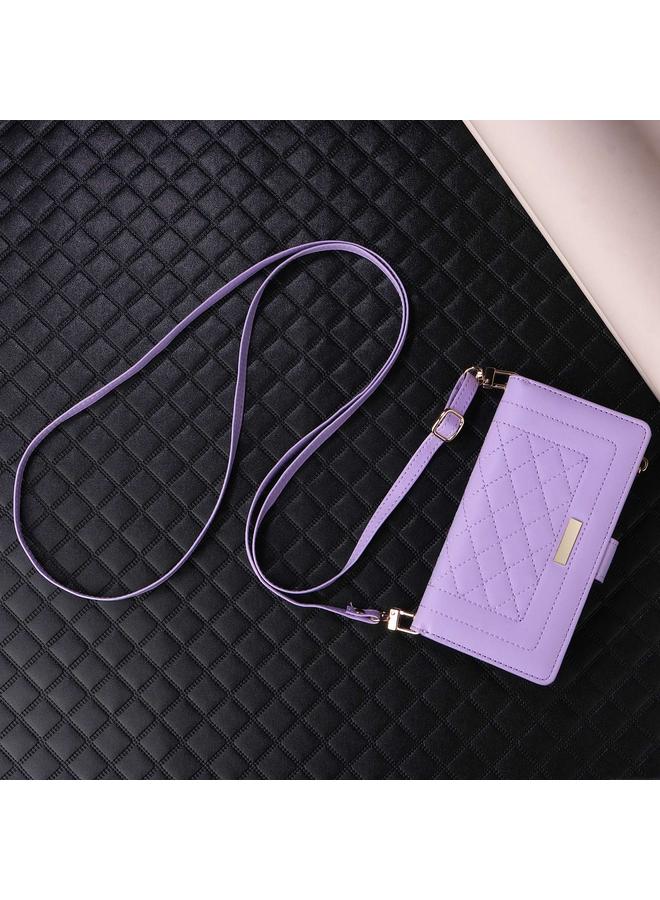erorex Case For iPhone 15 Pro Max Crossbody Zipper Wallet Rhombus Leather Phone Case - Image 2