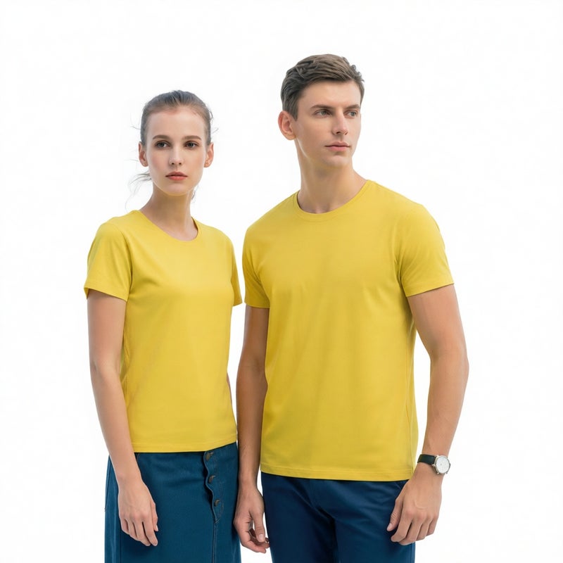 180 GSM Cotton Short Sleeve Round Neck T-Shirt Business Casual Comfortable Breathable