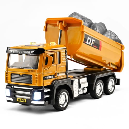 NOVAFUSION Dump Truck Toys for Boys 35 Year OldDump Truck Toy Metal Diecast CabPull Back Toy Dump Trucks Construction Vehicles with Lights and SoundsConstruction Trucks for Toddlers 35 - Image 1