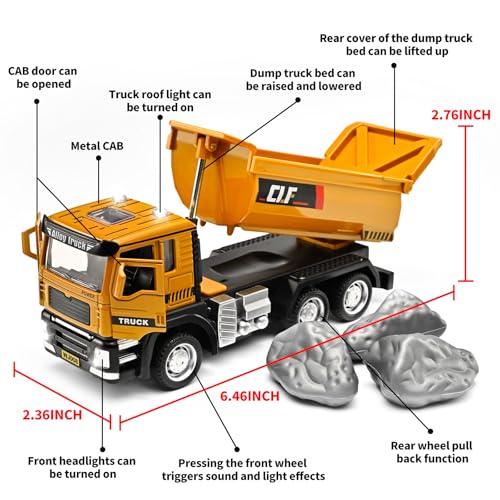 NOVAFUSION Dump Truck Toys for Boys 35 Year OldDump Truck Toy Metal Diecast CabPull Back Toy Dump Trucks Construction Vehicles with Lights and SoundsConstruction Trucks for Toddlers 35 - Image 5
