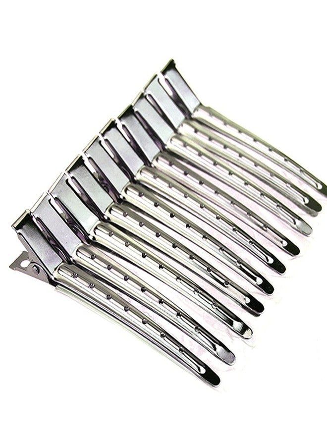 Semilyn Hair Clips Pins Semilyn 10 Pack 3.5 inch DIY Hair Clips Stainless Steel Hair Pins Teeth Bows Hair Clips Hairdressing Salon Hair Grip DIY Accessories Hairpins for Women, Girls and Hairdresser (Silver) - Image 1