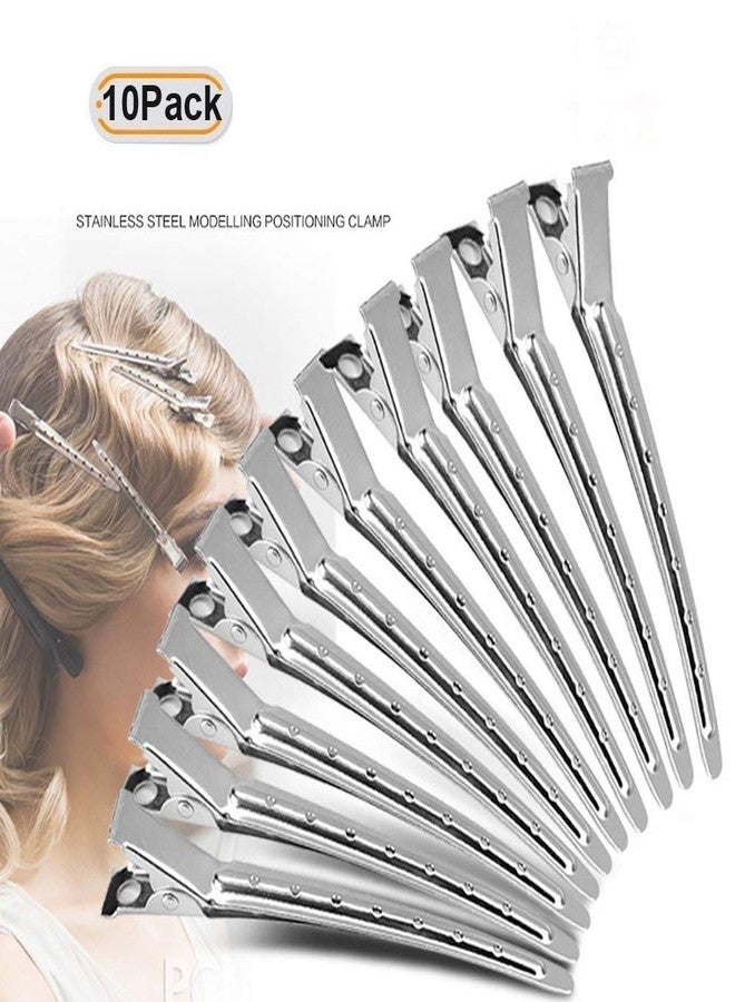 Semilyn Hair Clips Pins Semilyn 10 Pack 3.5 inch DIY Hair Clips Stainless Steel Hair Pins Teeth Bows Hair Clips Hairdressing Salon Hair Grip DIY Accessories Hairpins for Women, Girls and Hairdresser (Silver) - Image 2