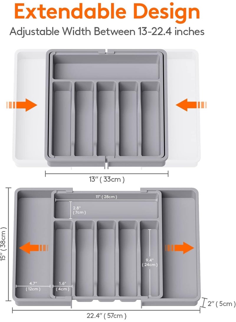 Adjustable Silverware Drawer Organizer – BPA-Free Expandable Utensil Tray for Spoons, Forks  Knives, Large Capacity Cutlery Storage for Kitchen - Image 2