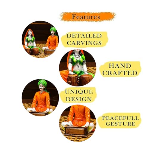 Karigaari India Hnadcrafted Polyresine Set Of 2 Couple as Musicians Instrument Sculpture | Showpiece for Home Décor and Office - Image 5