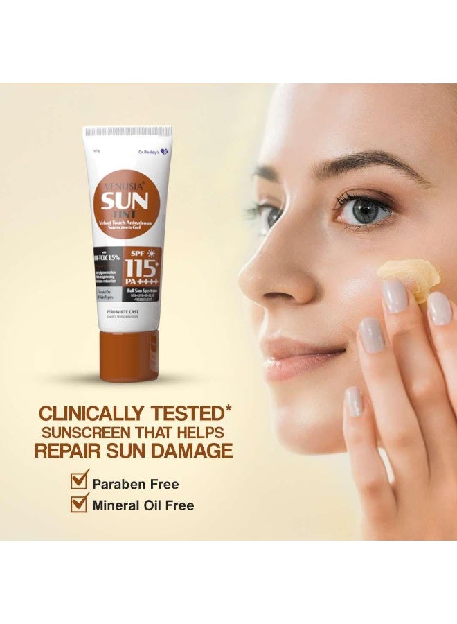 VENUSIA Dr. Reddy's VENUSIA Sun Tint SPF 115PA++++ | Highest SPF | Matte-finish, Brightening and Lightweight | Full Spectrum Protection| Reduces Pigmentation and Brightens | Zero white Cast| Hypo-allergenic | 50g,Pack of 3 - Image 3