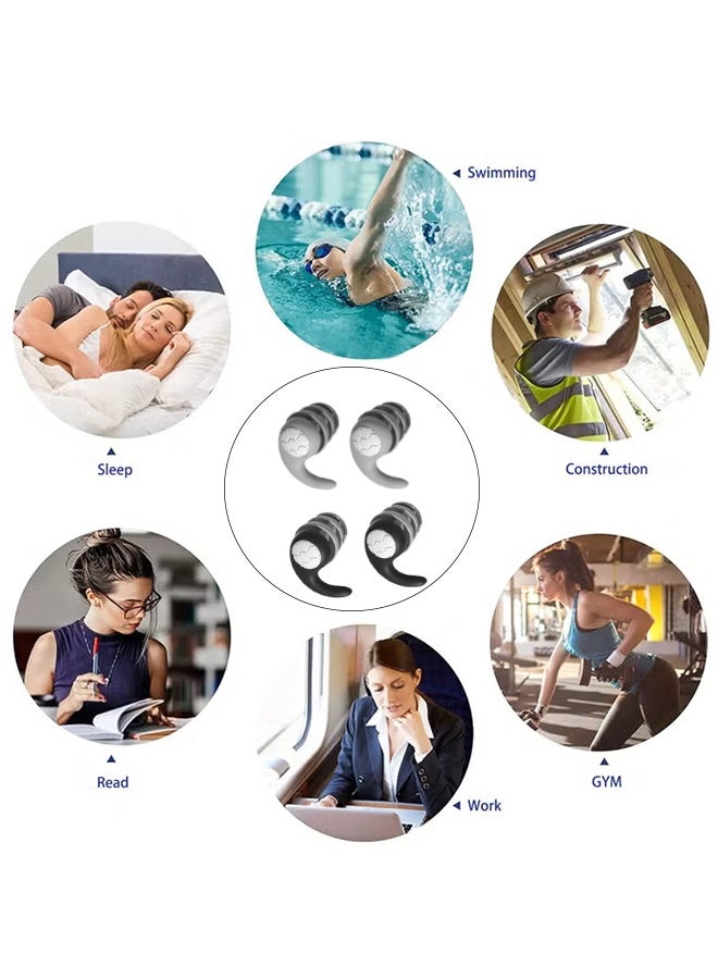 زوجان من سدادات الأذن، هذه السدادات المريحة للنوم تُحدث فرقًا كبيرًا - فهي تُخفي الضوضاء، وتُساعد على النوم العميق، والاستيقاظ مُنتعشًا. متوفرة باللونين الرمادي والأسود. - Image 5