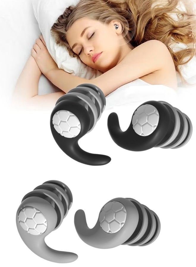 زوجان من سدادات الأذن، هذه السدادات المريحة للنوم تُحدث فرقًا كبيرًا - فهي تُخفي الضوضاء، وتُساعد على النوم العميق، والاستيقاظ مُنتعشًا. متوفرة باللونين الرمادي والأسود. - Image 1
