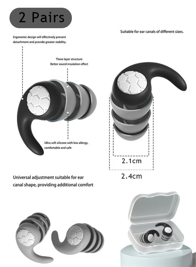 زوجان من سدادات الأذن، هذه السدادات المريحة للنوم تُحدث فرقًا كبيرًا - فهي تُخفي الضوضاء، وتُساعد على النوم العميق، والاستيقاظ مُنتعشًا. متوفرة باللونين الرمادي والأسود. - Image 2