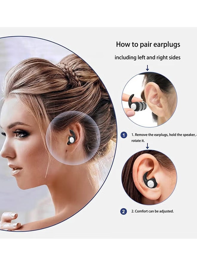 زوجان من سدادات الأذن، هذه السدادات المريحة للنوم تُحدث فرقًا كبيرًا - فهي تُخفي الضوضاء، وتُساعد على النوم العميق، والاستيقاظ مُنتعشًا. متوفرة باللونين الرمادي والأسود. - Image 3