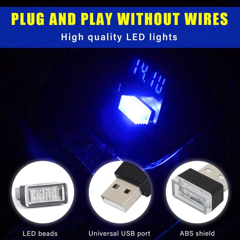 USB Car Interior Lights 4-Piece Set Blue - Plug-And-Play USB Installation 7 Colors 19 Modes Ambient Car Lights For Night Driving Vehicle Accessories - Image 3