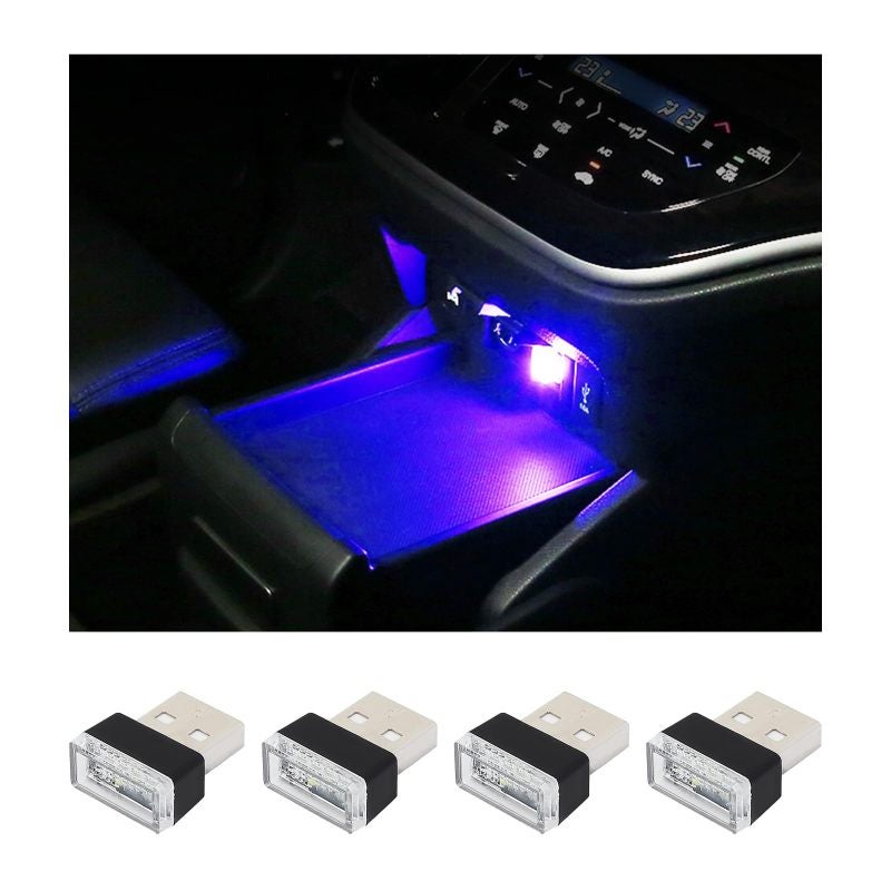 USB Car Interior Lights 4-Piece Set Blue - Plug-And-Play USB Installation 7 Colors 19 Modes Ambient Car Lights For Night Driving Vehicle Accessories - Image 1