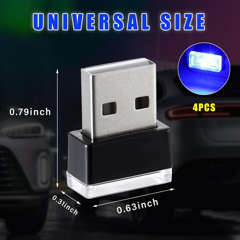 USB Car Interior Lights 4-Piece Set Blue - Plug-And-Play USB Installation 7 Colors 19 Modes Ambient Car Lights For Night Driving Vehicle Accessories - Image 2