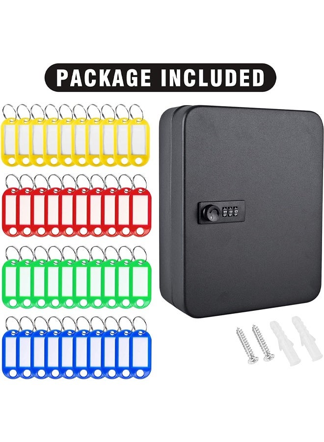 DUNISO 48-Position Key Cabinet With Lock, Resettable Black Digital Safe, Wall Mounted Key Organizer With Colorful Key Label Stickers And Hooks,Black  - Image 3