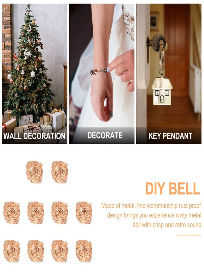 VOSAREA 10pcs Vintage Jingle Bells Christmas Brass Jingle Bells Electroplated Hollow Xmas Bells Pet Dog Collar Bells for Christmas Tree Crafts Decoration DIY Bells Pet Dog Cat (Golden) - Image 3