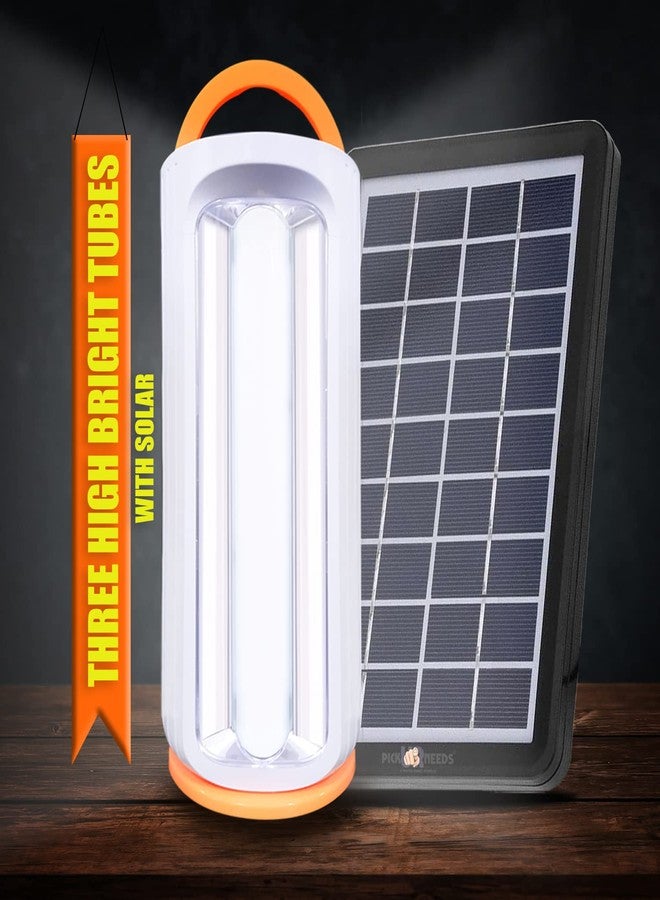 Pick Ur Needs Rechargeable 90W Home Emergency Light 3 Side Tube Floor Lantern Lamp + Solar Panel(3W+9V) - Image 1