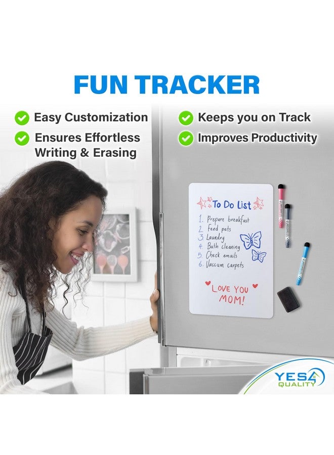 YES4QUALITY Magnetic Dry Erase White Board Sheet For Fridge 17X11 In With Stain Resistant Technology Includes 3 Markers And Big Eraser With Magnets Small Refrigerator Whiteboard Planner & Organizer - Image 2