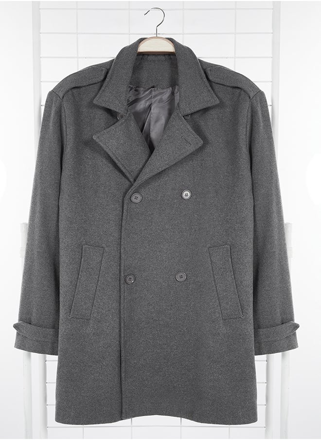 trendyol - Anthracite Men's Regular Fit Winter Wool Blend Cashew Coat - Image 1