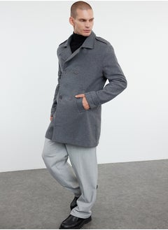 trendyol Anthracite Men's Regular Fit Winter Wool Blend Cashew Coat  - Image 2