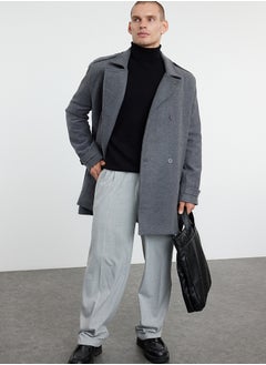 trendyol Anthracite Men's Regular Fit Winter Wool Blend Cashew Coat  - Image 1