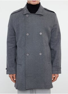 trendyol Anthracite Men's Regular Fit Winter Wool Blend Cashew Coat  - Image 3