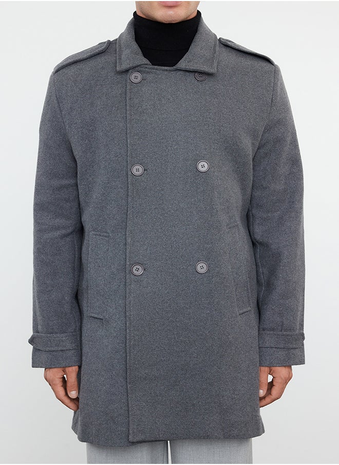 trendyol - Anthracite Men's Regular Fit Winter Wool Blend Cashew Coat - Image 1