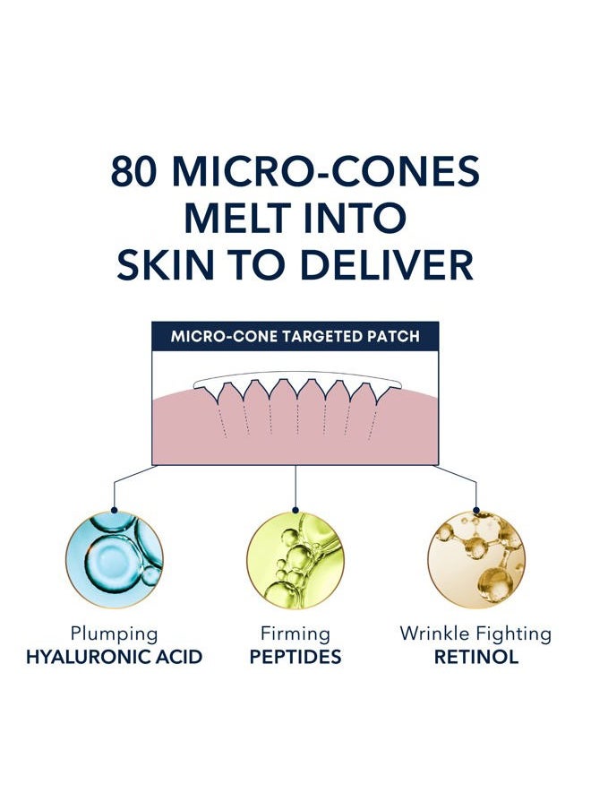 Retinol Correxion Deep Wrinkle Non-Invasive Targeted Patches with Hyaluronic Acid + Firming Peptides for Forehead, 11 Lines, Crow's Feet and Laugh Lines, (6 Patches) with Retinol Eye Packette