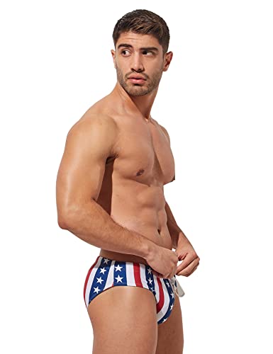 F plus R Mens USA Flag Stars Low Rise Swimwear Bikini Briefs Beach Swimsuit Stripe Large - Image 2