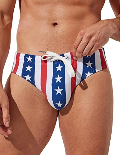 F plus R Mens USA Flag Stars Low Rise Swimwear Bikini Briefs Beach Swimsuit Stripe Large - Image 4
