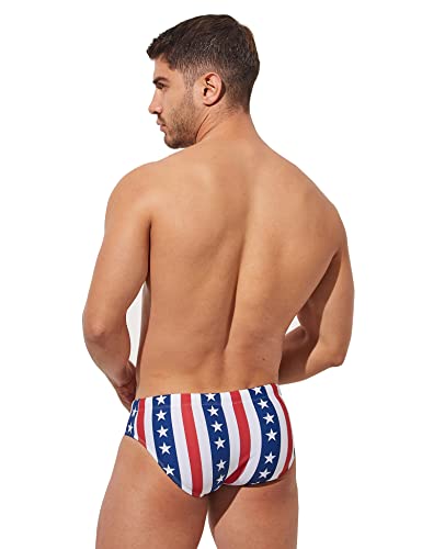 F plus R Mens USA Flag Stars Low Rise Swimwear Bikini Briefs Beach Swimsuit Stripe Large - Image 3