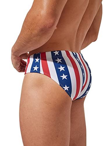 F plus R Mens USA Flag Stars Low Rise Swimwear Bikini Briefs Beach Swimsuit Stripe Large - Image 5