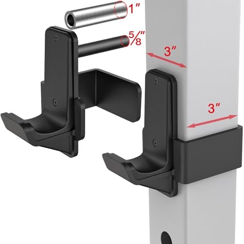 Kipika J-Hooks for 3" x 3" Power Rack - 5/8" or 1" Hole - Reinforced Steel with Rubber Pads - Heavy Duty Squat Rack Accessories - 2Pcs - Image 3