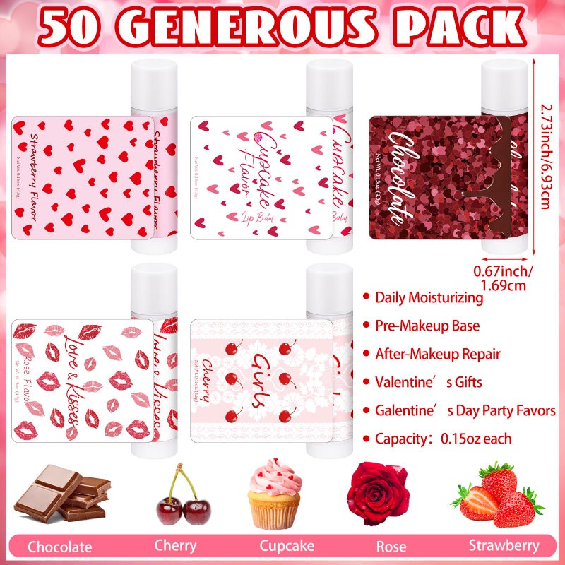 Swiffen 50 Pack Valentine's Lip Balms Gifts Bulk for Women Galentine's Day Party Supplies Basket Stuffers Heart Moisturizing Lip Balm Gifts for Her Teachers Staff Coworkers (Pink) - Image 5