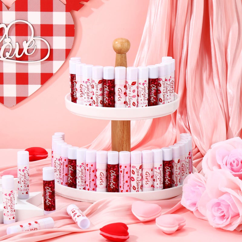 Swiffen 50 Pack Valentine's Lip Balms Gifts Bulk for Women Galentine's Day Party Supplies Basket Stuffers Heart Moisturizing Lip Balm Gifts for Her Teachers Staff Coworkers (Pink) - Image 4