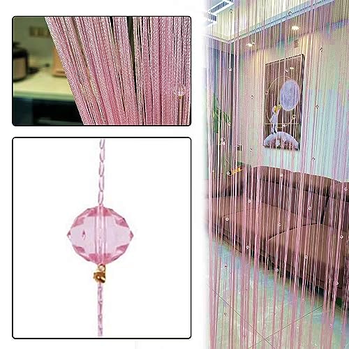 Eve Split Decorative Door String Curtain Wall Panel Fringe Window Room Divider Blind for Wedding Coffee House Restaurant Parts Crystal Tassel Screen Home Decoration (pink002) - Image 2