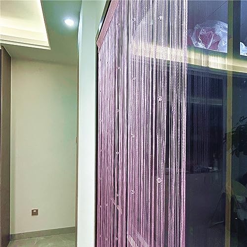 Eve Split Decorative Door String Curtain Wall Panel Fringe Window Room Divider Blind for Wedding Coffee House Restaurant Parts Crystal Tassel Screen Home Decoration (pink002) - Image 1