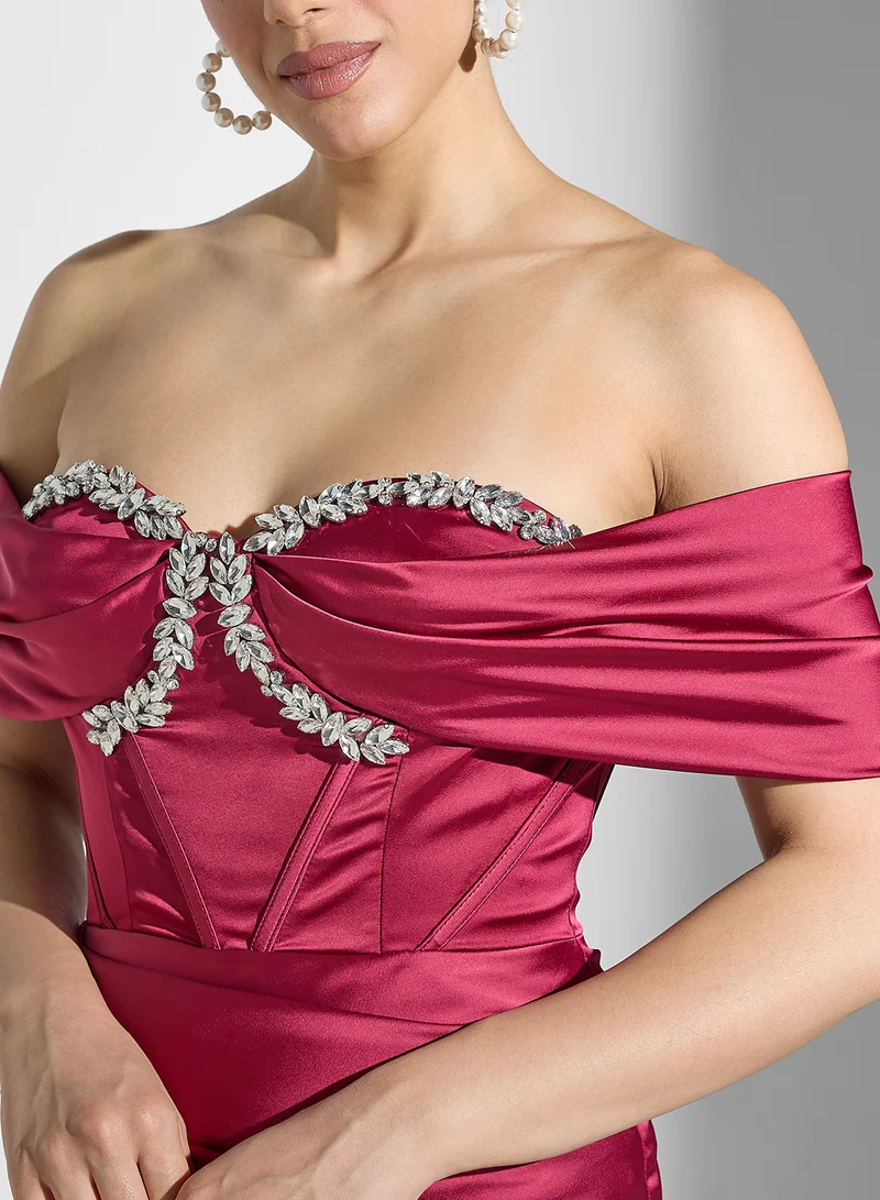 Akadia Fashion Off-Shoulder Gown Dress