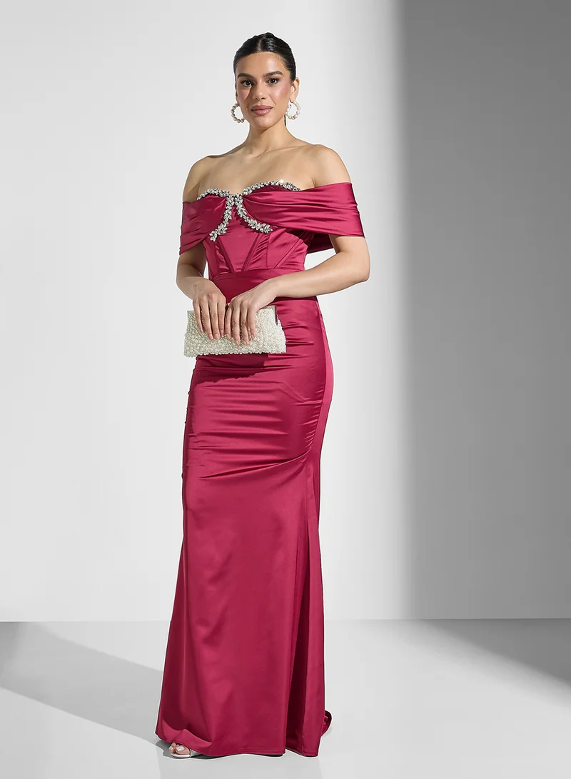 Akadia Fashion Off-Shoulder Gown Dress