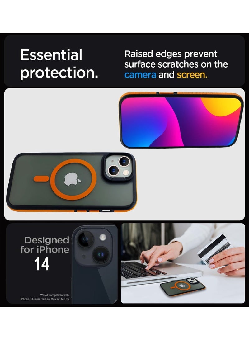 زاديوس جراب هاتف متوافق مع ايفون 14 - مقاوم للصدمات باللون الأسود غير اللامع مع لمسات برتقالية متوافق مع الشواحن اللاسلكية - Image 4