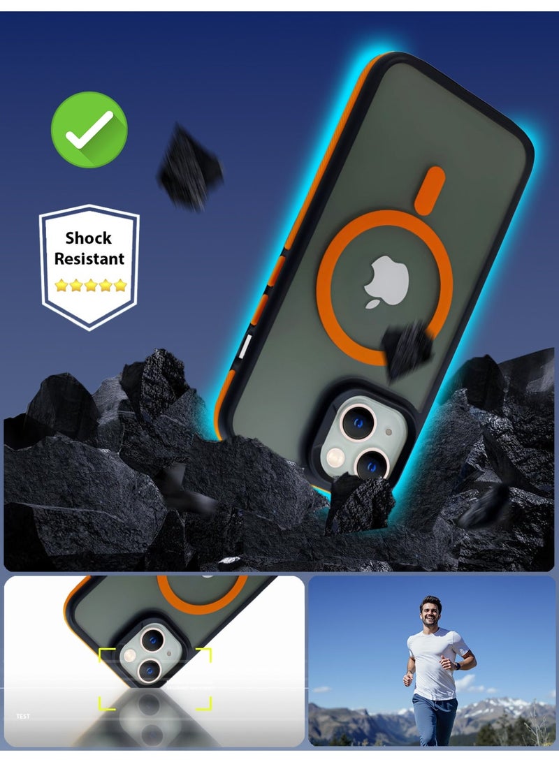 زاديوس جراب هاتف متوافق مع ايفون 14 - مقاوم للصدمات باللون الأسود غير اللامع مع لمسات برتقالية متوافق مع الشواحن اللاسلكية - Image 5