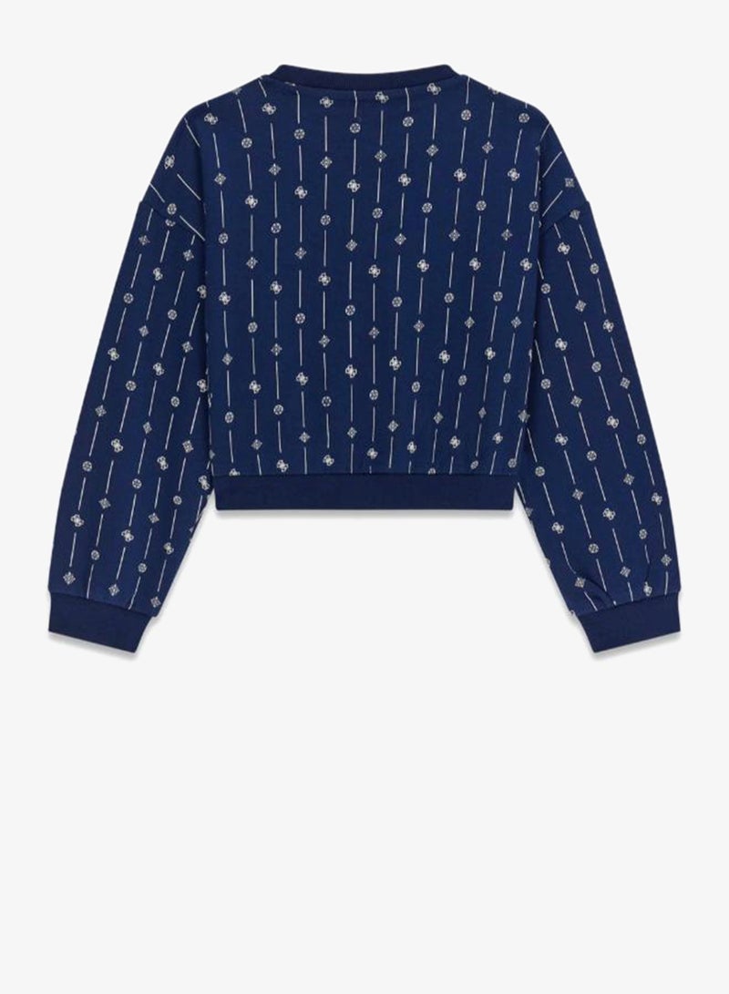 GUESS Youth Graphic Oversize Crop Crew Neck Sweatshirt - Image 2