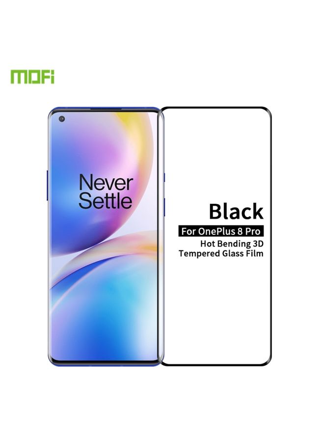 حماية شاشة لهاتف OnePlus 8 Pro MOFI 9H 3D مضاد للانفجار زجاج مقسى مغطى بالكامل (أسود)