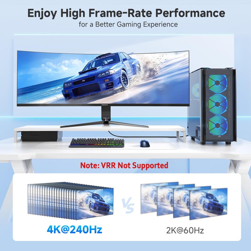 Cable Matters Uni-Directional 8K DisplayPort to HDMI 2.1 Cable - 6ft, with 4K 240Hz / 8K 60Hz, Display Port to HDMI 2.1 Cable, Supports RTX4080, RX7900, Not Work with PS5/Xbox, No VRR Support - Image 4
