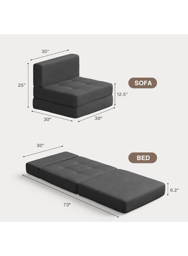 Zayn comforts Sleeper Sofa Bed Memory Foam Futon Convertible Chair Bed Modern Fabric Perfect for Living Room Apartment or Loft (Dark Grey(Medium)) - Image 3