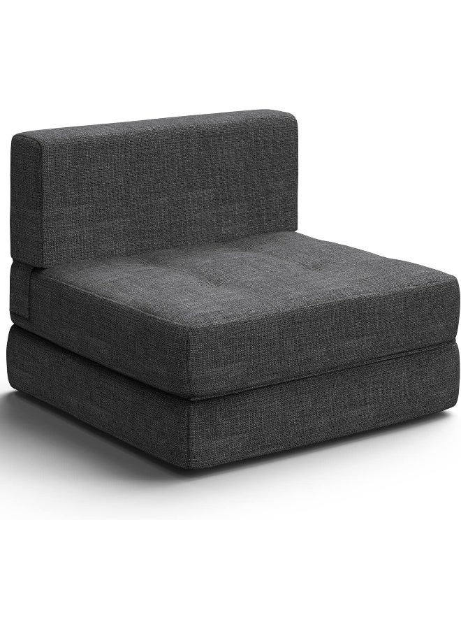Zayn comforts Sleeper Sofa Bed Memory Foam Futon Convertible Chair Bed Modern Fabric Perfect for Living Room Apartment or Loft (Dark Grey(Medium)) - Image 1