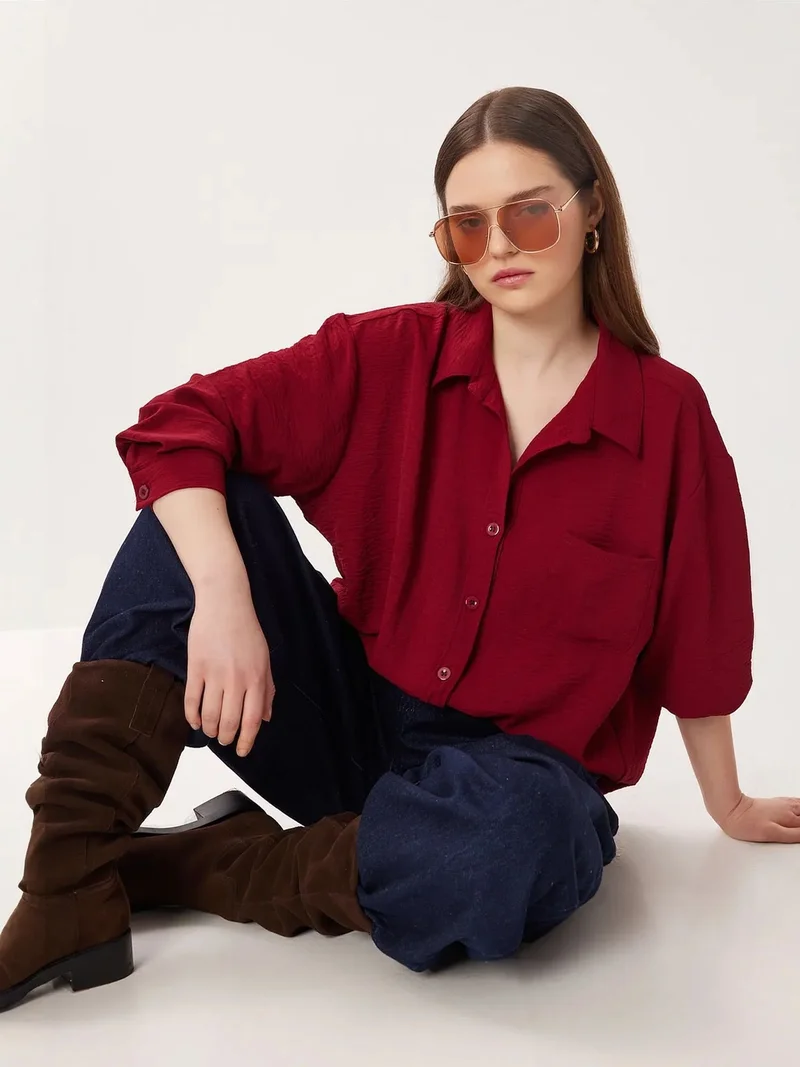 Happiness İstanbul ISTANBUL Oversized Button-Up Shirt with Pocket