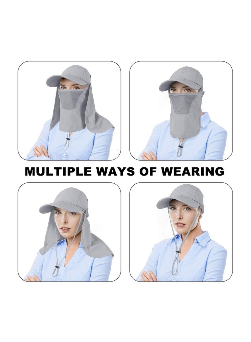 SYOSI Fishing Hat, Sun Cap UPF 50+ Outdoor Hiking Hat with Removable Mesh Face Neck Flap Cover Windproof Strap - Image 4