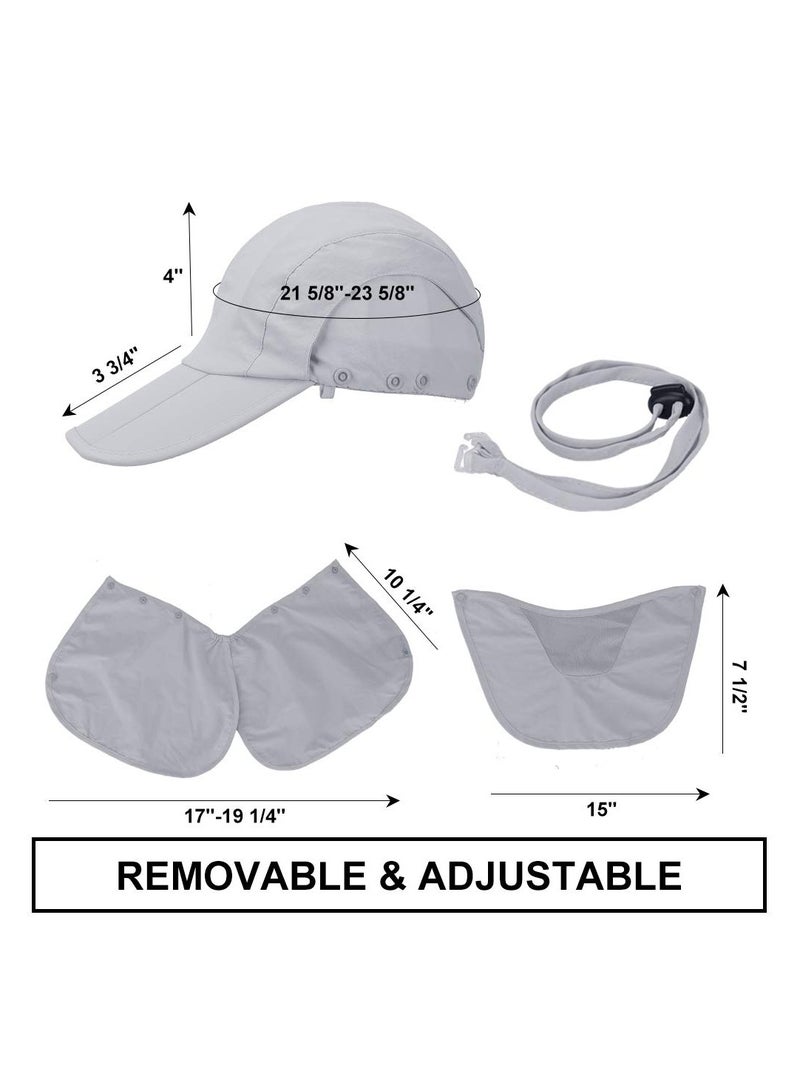 SYOSI Fishing Hat, Sun Cap UPF 50+ Outdoor Hiking Hat with Removable Mesh Face Neck Flap Cover Windproof Strap - Image 3